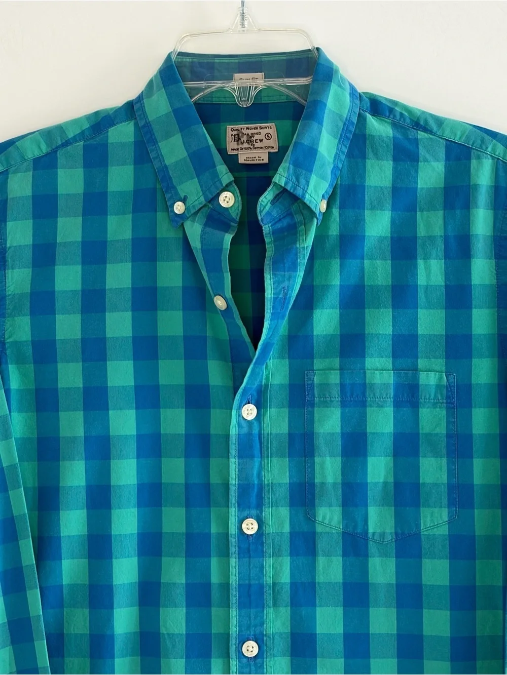 J. Crew Flex Wash Dress Shirt Slim Fit Plaid Button Up Long Sleeve Mens Sz S